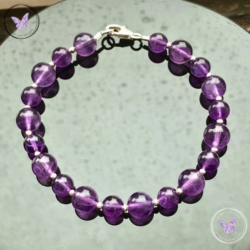 Amethyst & Silver Bead Bracelet